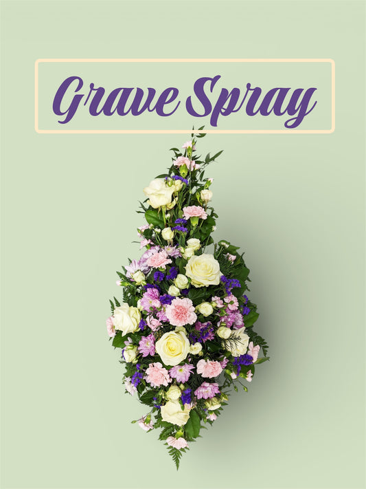 Classic Pink & White, Purple Grave Spray
