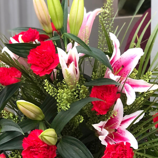 Lilies and carnations hand tie
