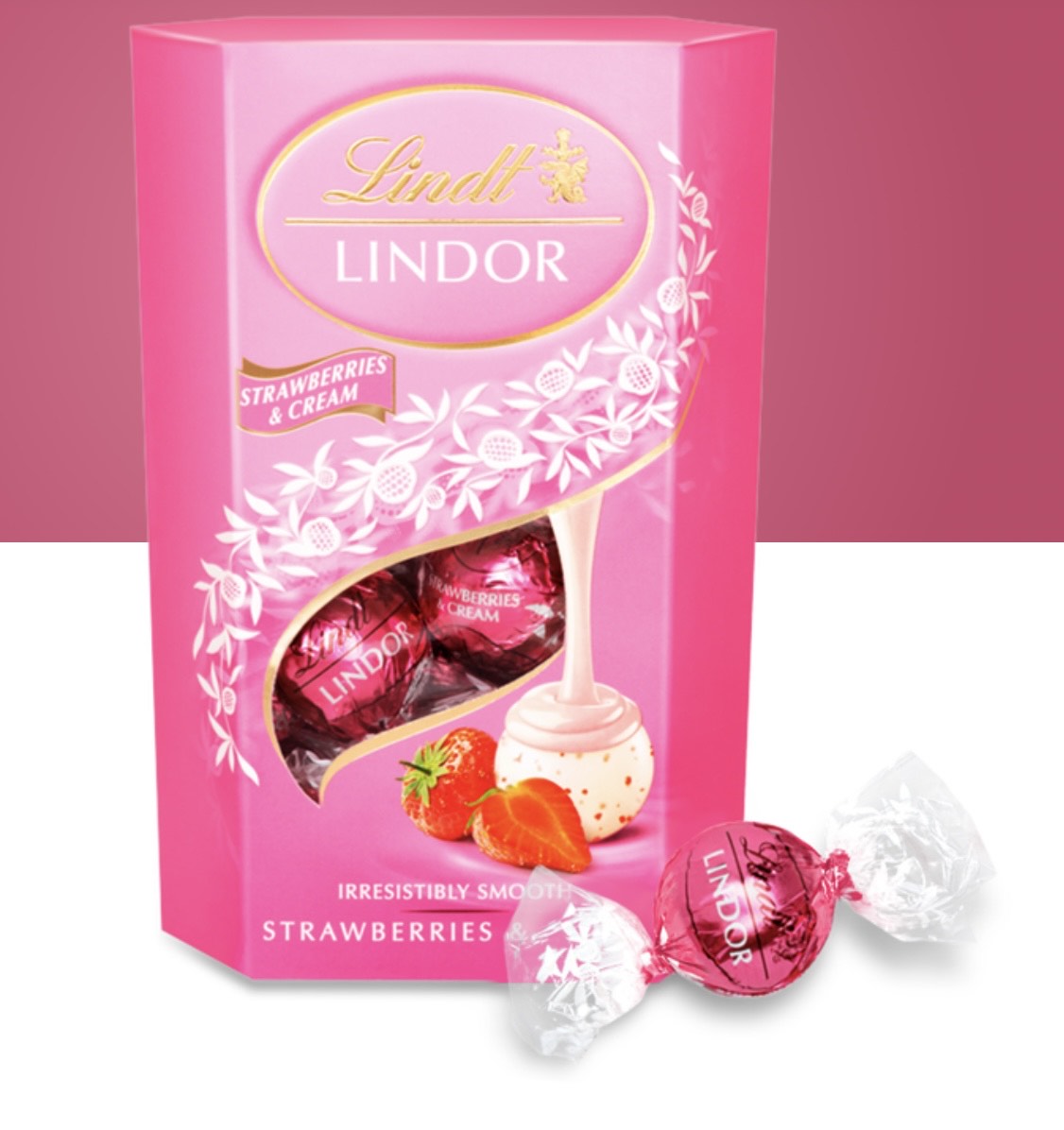 LINDOR Strawberries Cream Chocolate Truffles.