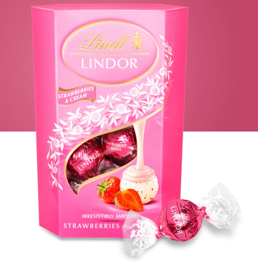 LINDOR Strawberries Cream Chocolate Truffles.