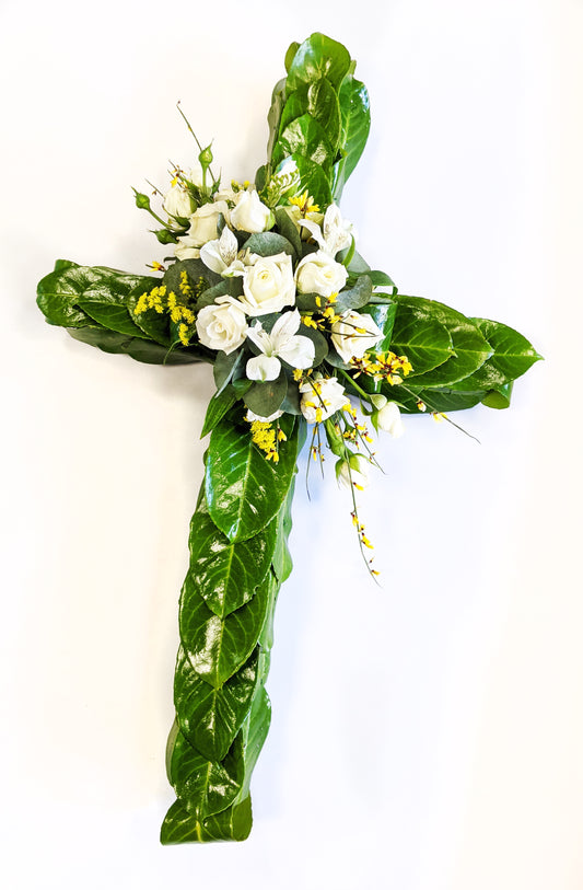 Laurel & White Rose Cross