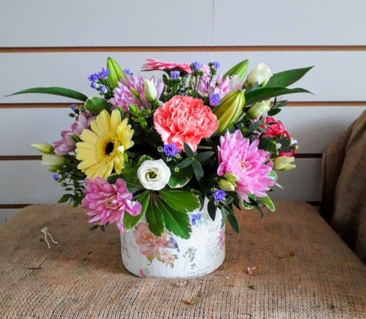 Mother's Day Flower Hat Box Arrangement